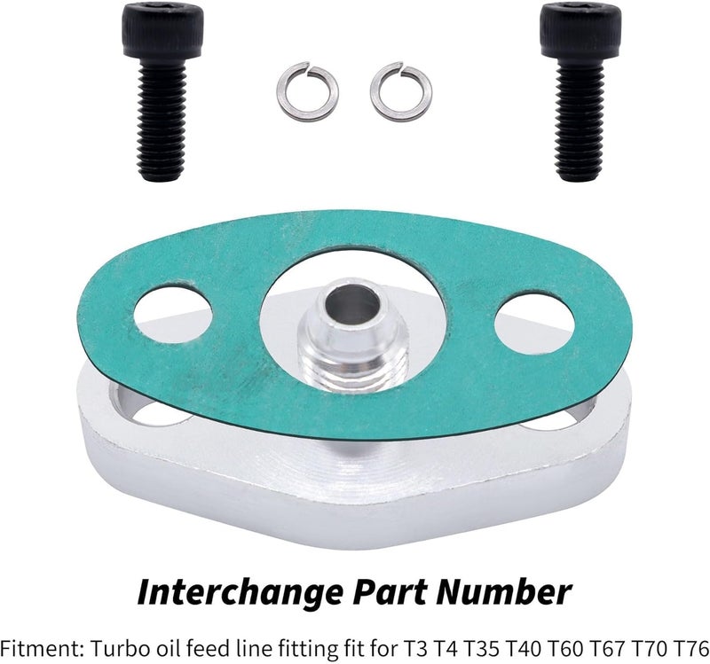 OXCANO 4AN T3 T3/T4 T04 Fitting Turbo Oil Feed Flange Adapter With Gasket Kit - Image 4